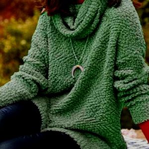 Casual Round Neck Green Long Sleeve Sweater